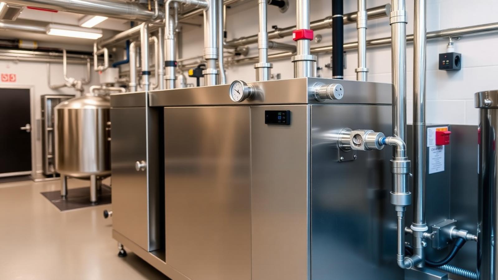 Optimising HVAC Performance with a Self Cleaning Side Stream Filter — UKGP stainless steel side stream filtration skid in a UK commercial plant room