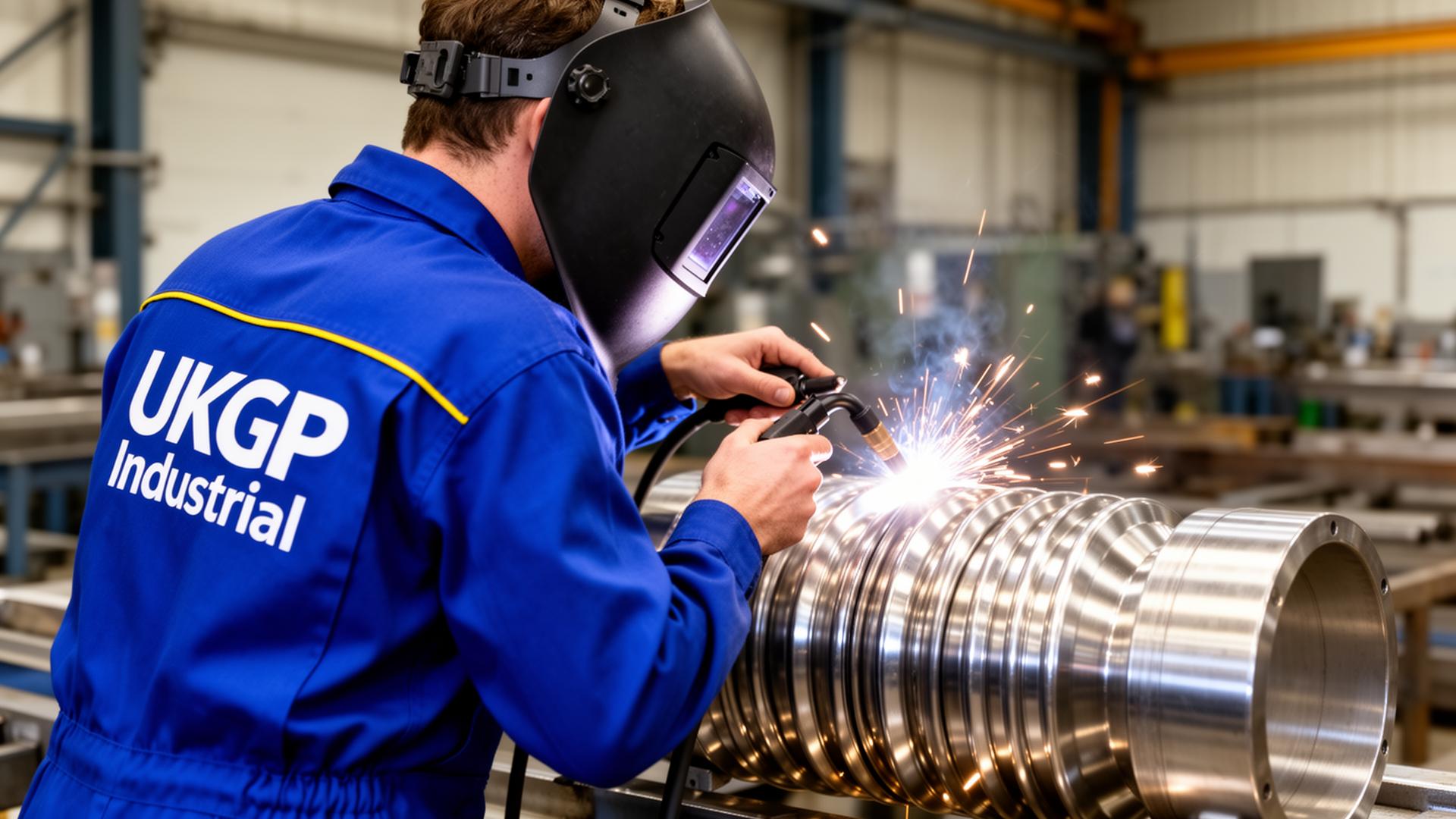 UKGP Industrial engineers TIG-welding a stainless steel expansion bellows
